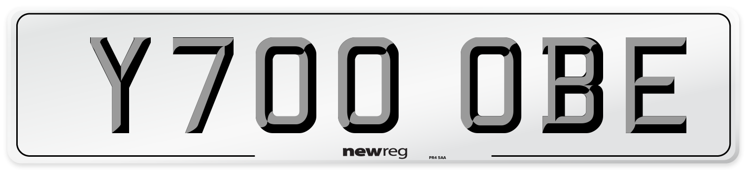 Y700 OBE Number Plate from New Reg